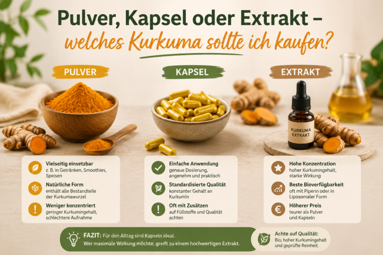 Pulver, Kapsel oder Extrakt – welches Kurkuma sollte ich kaufen?